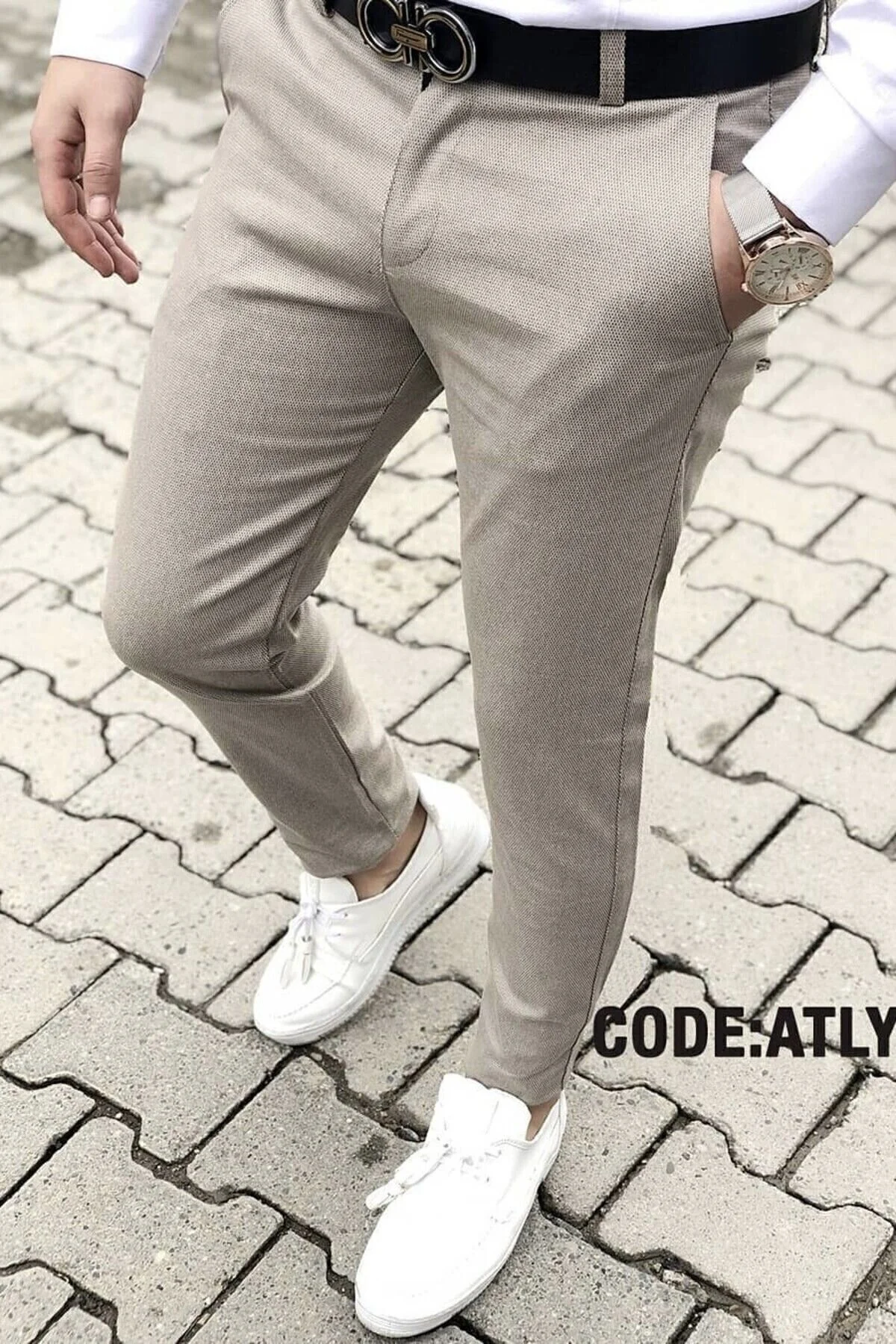 DOPPİON DENİM Erkek Bej Slim Fit Esnek Likralı Keten Pantolon 38 Beden" Kadın Pantolon Fiyatı