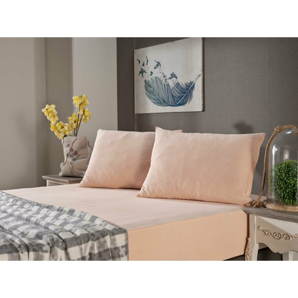 Doquhome Doqu Home Penye Lastikli Çarşaf Tek King Size Somon (Yastık Kılıflı) - 120 x 200 cm Çarşaf Fiyatı