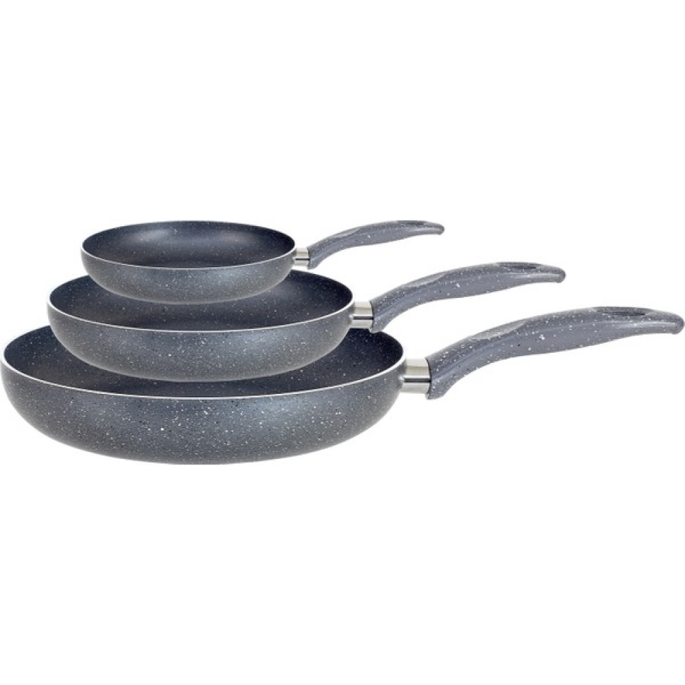 Dora 22-26-30CM Tek Kulp Gri Granit 3 Lü Tava Set - 22-26-30 cm Tavalar Fiyatı