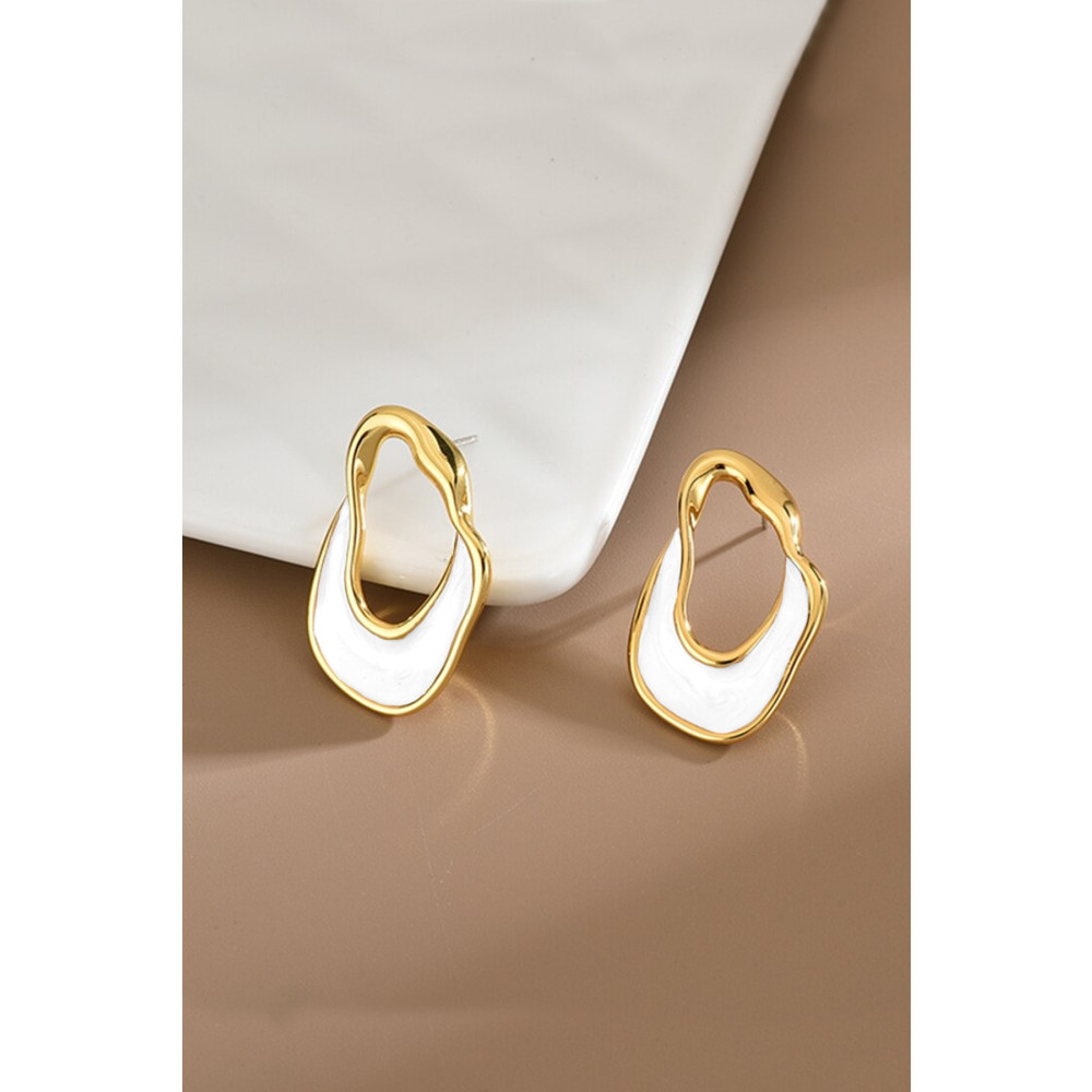Dora Accessories Asimetrik Beyaz Mineli Altın Renk Küpe Tek Beden Beden Bijuteri Küpe Fiyatı