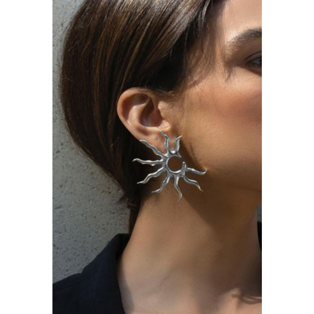 Dora Accessories Güneş Figürlü Gümüş Renk Küpe Bijuteri Küpe Fiyatı