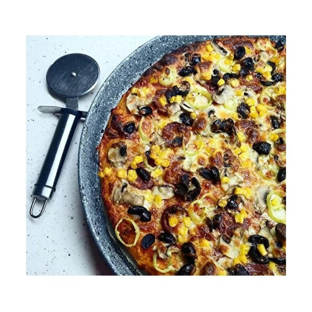 Dora Granit Delikli Sac Pizza Tava 30 cm - 30 cm - Gri Tavalar Fiyatı