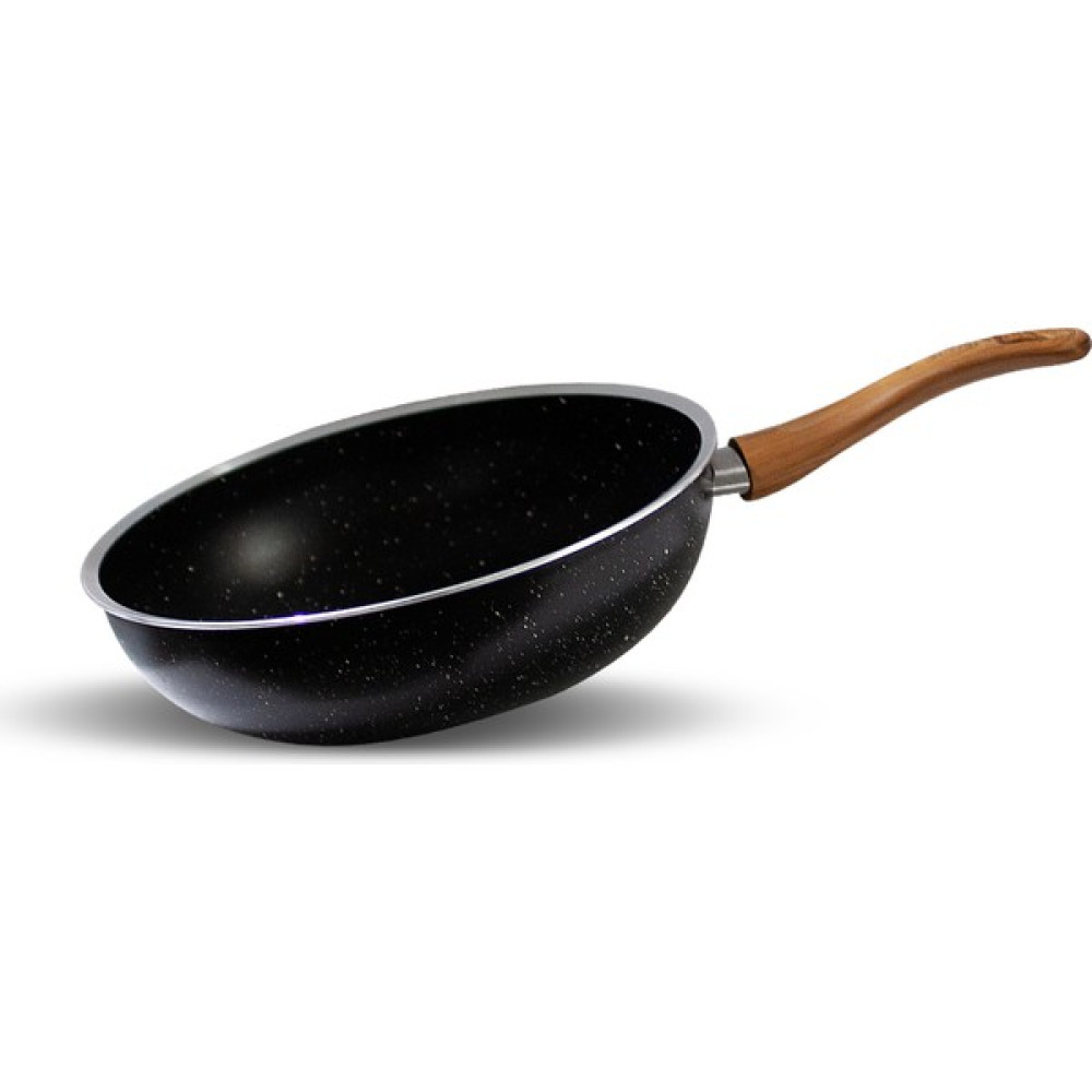 Dora Granitta Zümrüt 28 cm Wok Tava Granit Kaplama 2.80 mm Kalınlık Siyah, Beyaz Benekli Tavalar Fiyatı