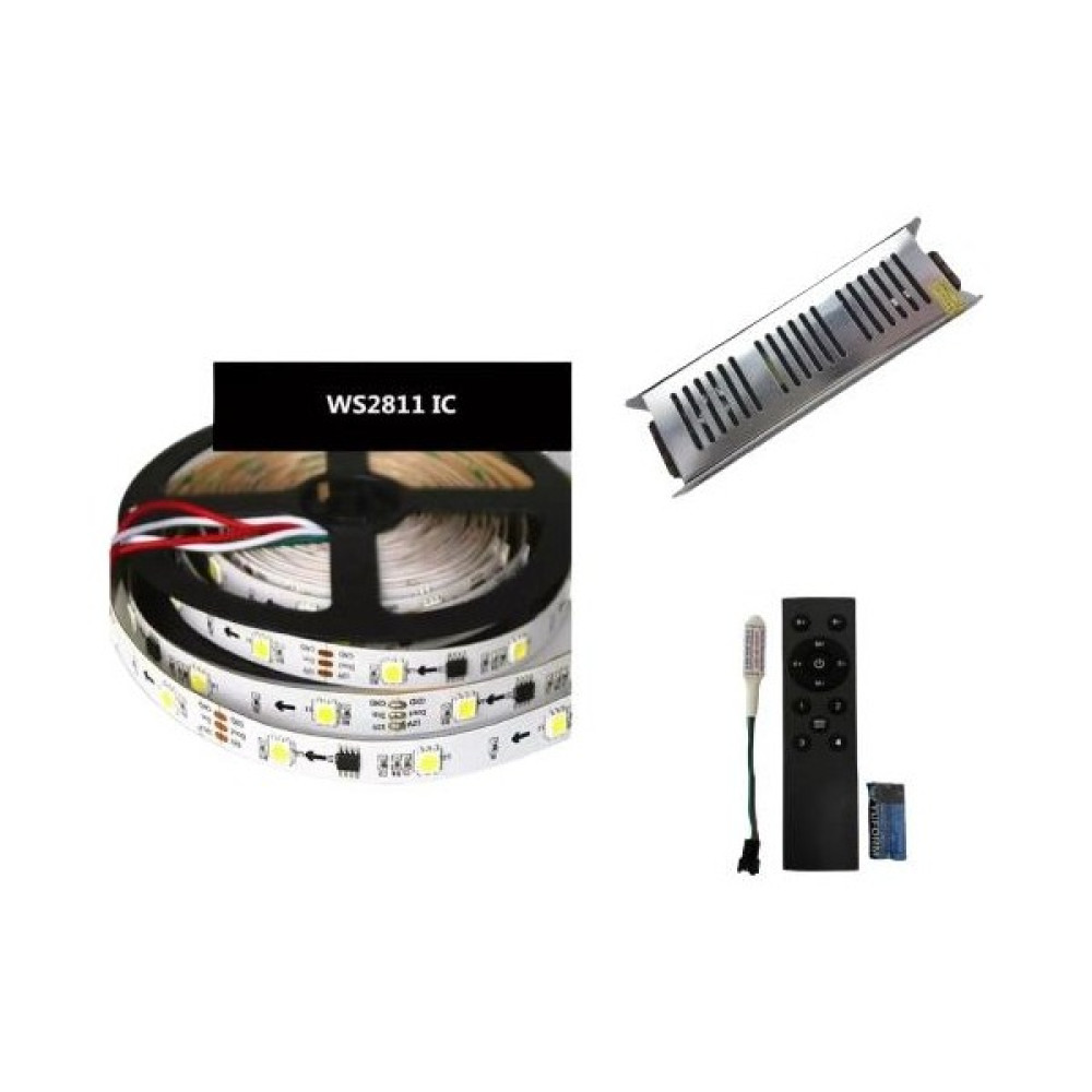 Dora Led WS2811 Uzaktan Kumandalı Set Beyaz Akan Pixel Şerit LED 12 Volt 5m - 5 m Led Aydınlatmalar Fiyatı