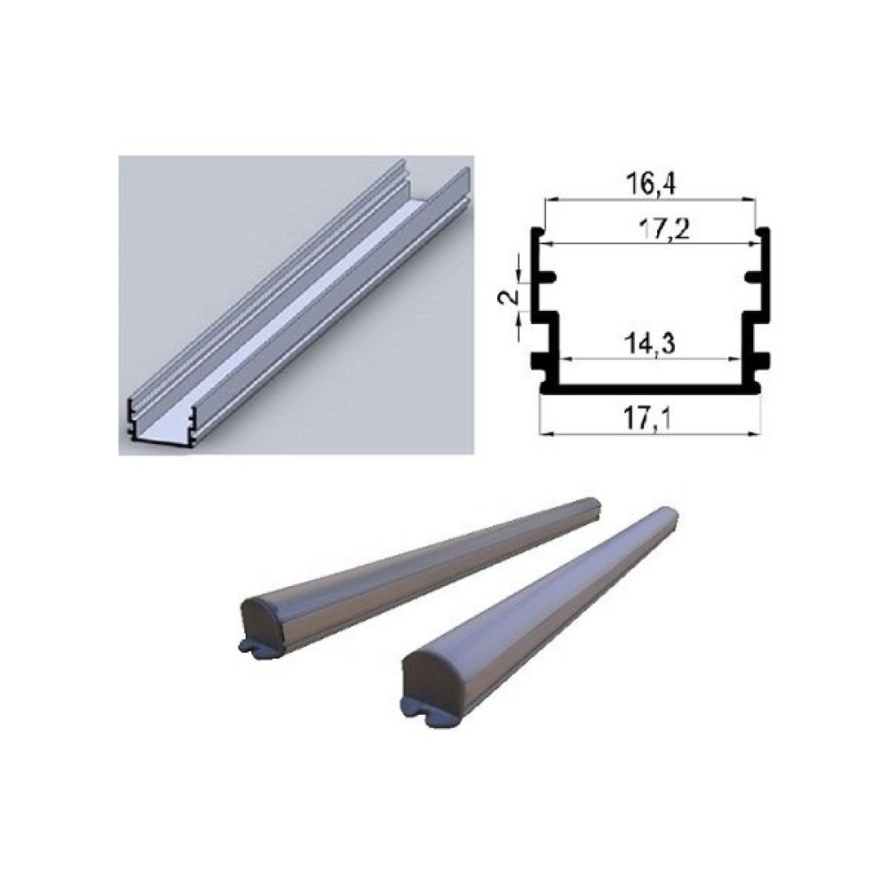 Doraled Alüminyum Boş Kasa LED Profil Yerli Kasa - LED Bar Kasa Opak CAM-50CM - Krom Armatür Fiyatı