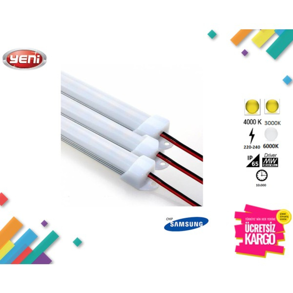 Doraled Ledli Tezgah Altı Led Bar Gün Işığı 3000-3200kelvın-50cm-1amper (50cm Için)-Şeffaf Led Aydınlatmalar Fiyatı