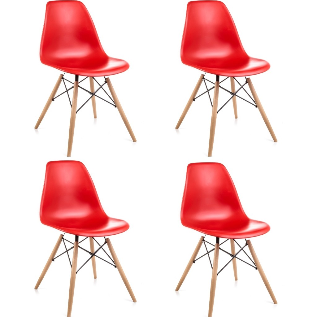 Dorcia Home Kırmızı Eames Sandalye 4 Adet Cafe Balkon Mutfak Sandalyesi Standart Sandalye Fiyatı