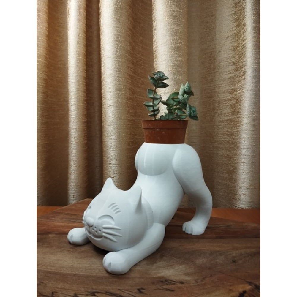 Dorden 3D Kedi Tasarımlı Kalemlik & Kaktüs ve Çiçeklik Beyaz Saksı ve Aksesuarları Fiyatı