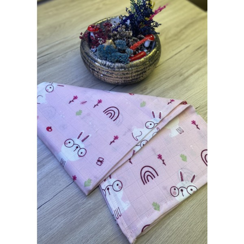 Dore Home Muslin Örtü 3D Gözlüklü Tavşancık Pamuklu Kız Bebek/çocuk Müslin Battaniye 80X90 cm - 80 x 90 cm - Pembe Hamilelik ve Emzirme Fiyatı