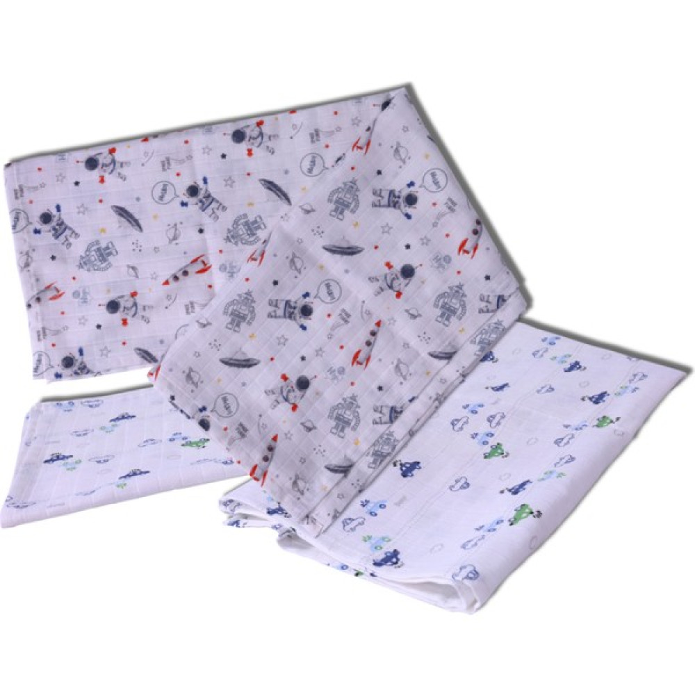 Dore Home Müslin Örtü İkili Set 3D Astronot ve Araba Desenli Pamuklu Beyaz - 85 x 90 cm Hamilelik ve Emzirme Fiyatı