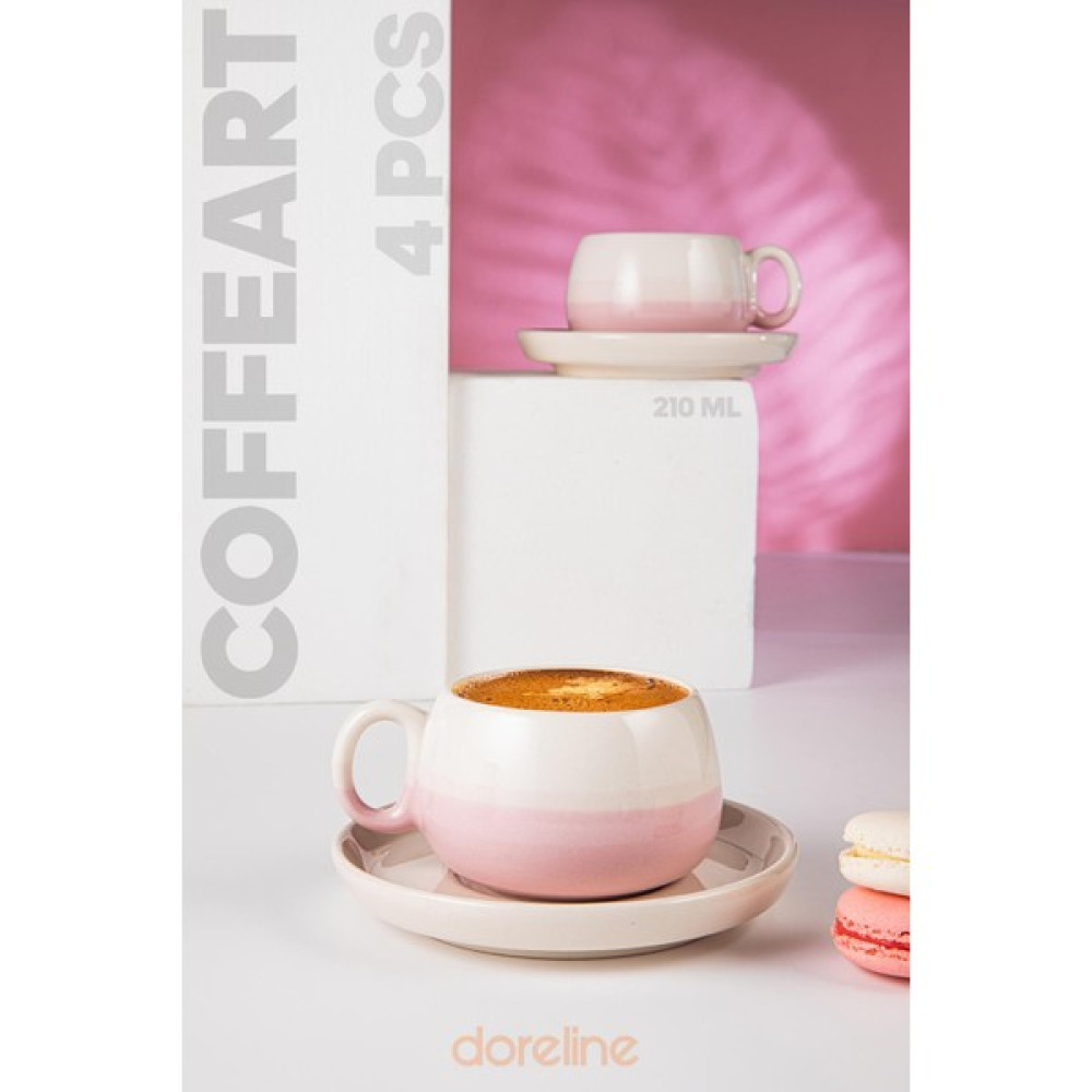 Doreline Coffeart Pembe El Yapımı Nescafe, Mocha, Americano, Filtre Kahve Fincan Seti 2'li Fincan / Bardak / Kahve Takımı Fiyatı