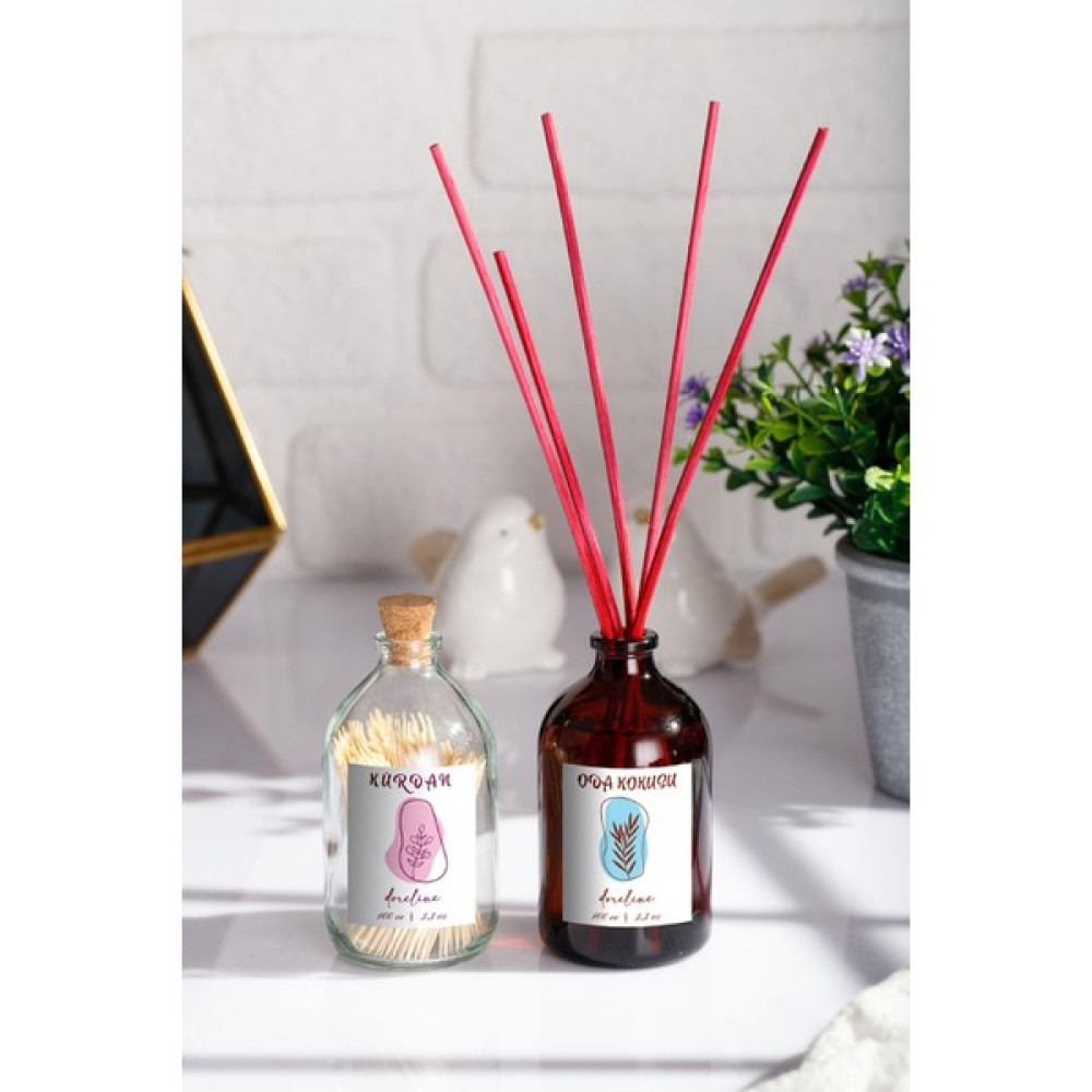 Doreline Oda Kokusu ve Kürdanlık Cam Şişesi Pink And Blue+ 3 Adet Bambu Koku Çubuğu Oda Kokusu Fiyatı