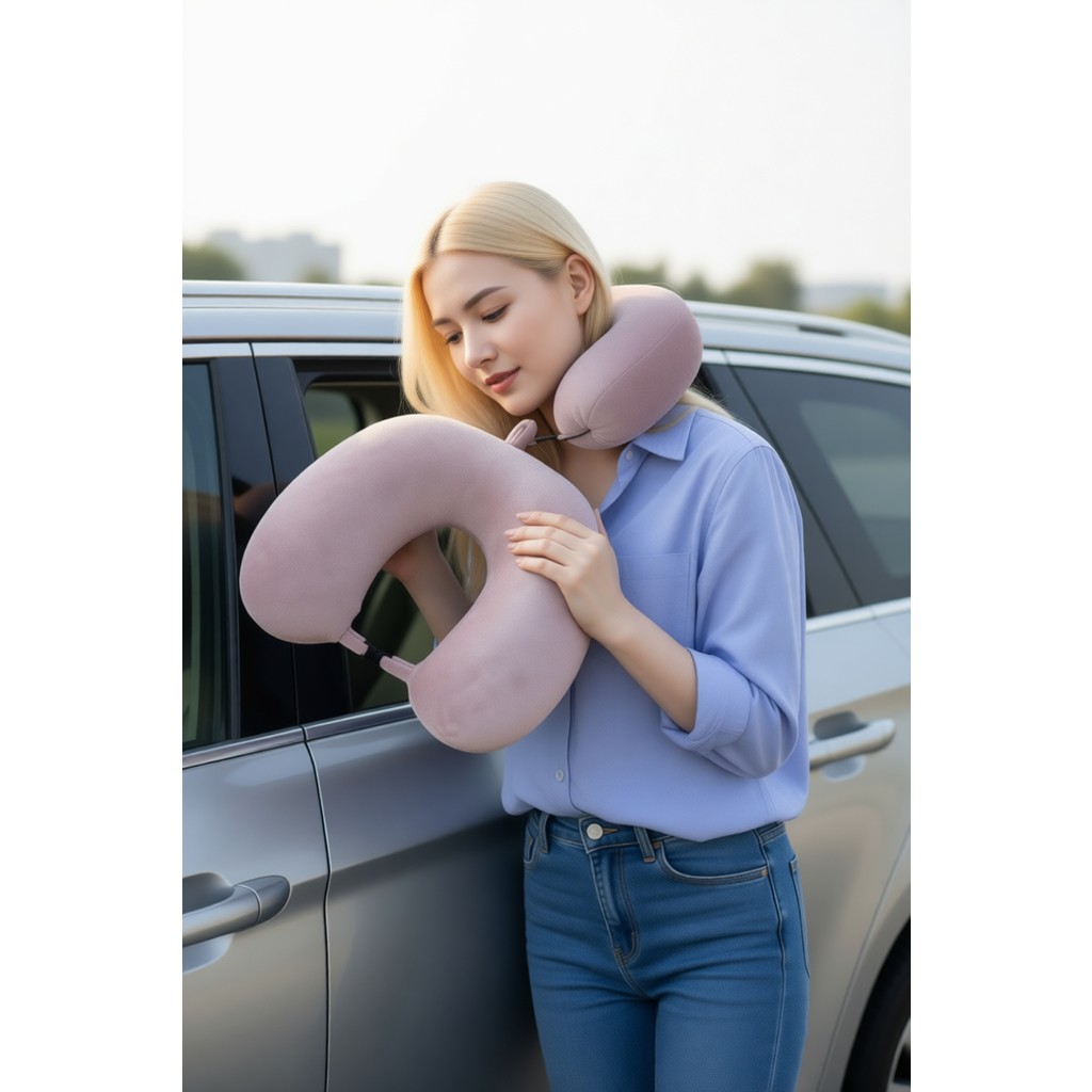 Dormeur Seyahat Boyun Yastığı - U Tip - Klipsli - 30 x 28 cm - Pembe Diğer Fiyatı