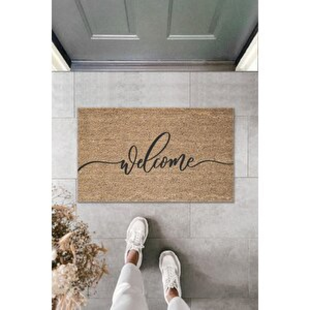 Dormot Home Dijital Baskı Kahverengi Italik Yazılı Welcome Dekoratif Kapı Paspası Ps1271 Paspas Fiyatı