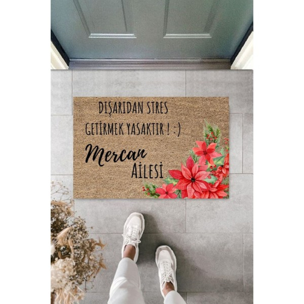 Dormot Home Modern Dijital Baskı - Dışarıdan Stres Getirmek Yasaktır - Karşılama Kapı Önü Paspası - 100 cm - Açık Kahve Paspas Fiyatı