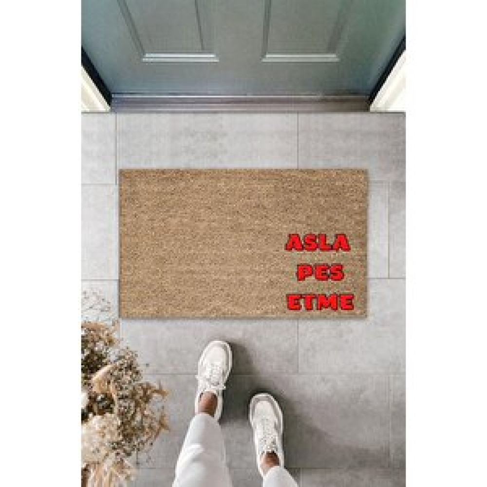 Dormot Home Modern Dijital Baskı - Motivasyon Paspas - Asla Pes Etme - Dekoratif Kapı Önü Paspası Paspas Fiyatı