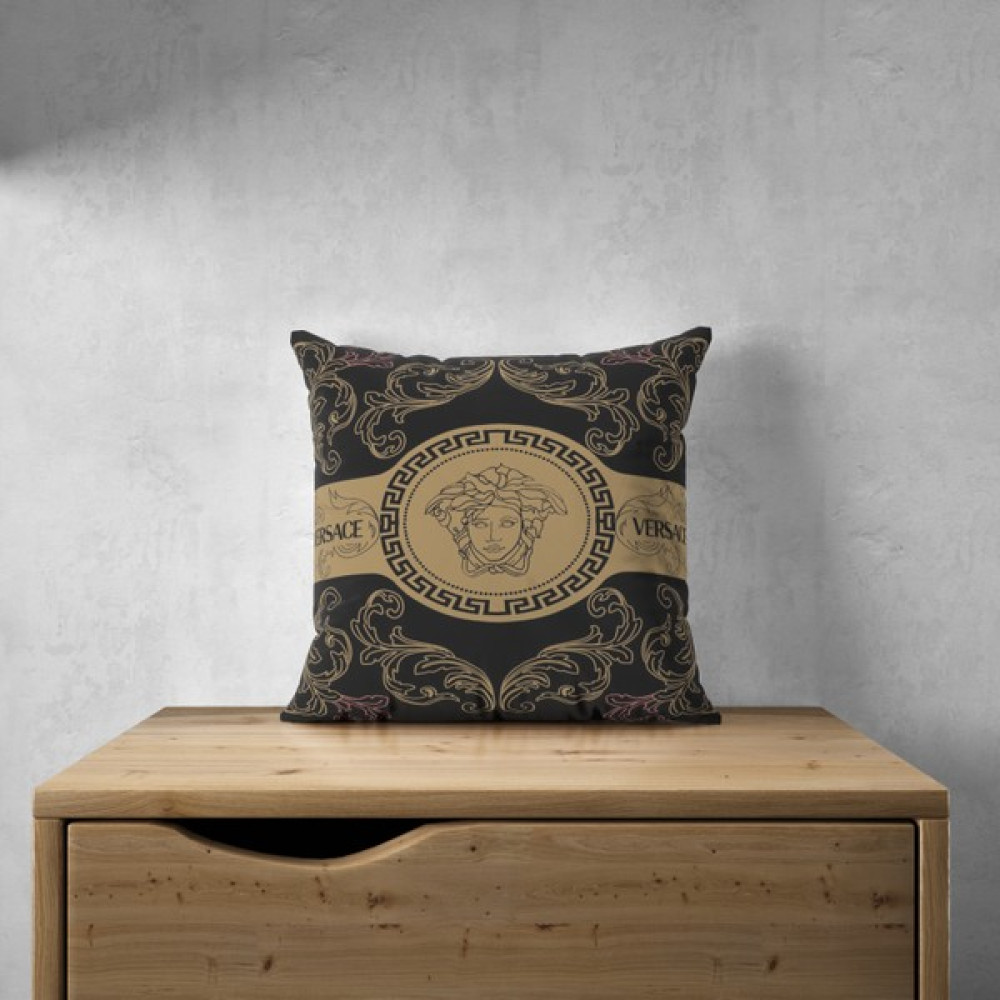Doruklar Home Collection Çift Tarafı Baskılı Golden Versace Desenli Tekli Kırlent Kılıfı Kırlent / Mobilya Yastığı Fiyatı