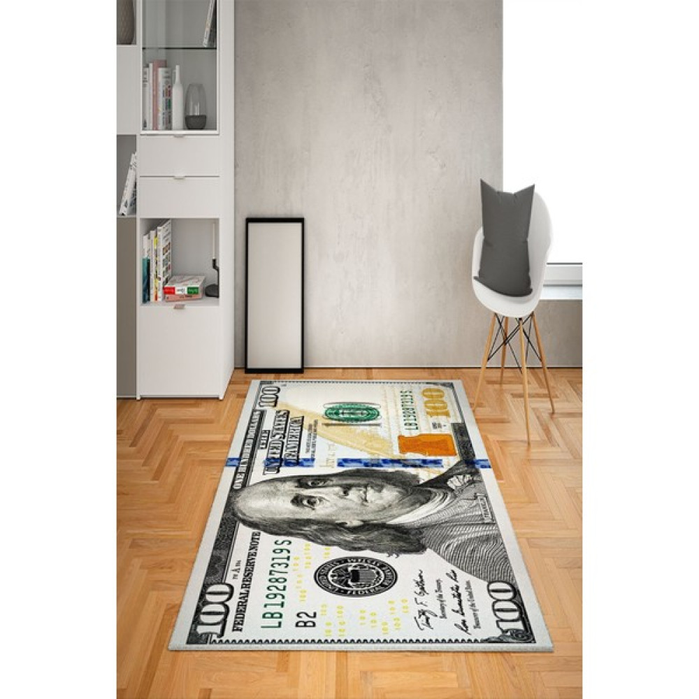 Doruklar Home Collection Kaymaz Taban Yıkanabilir 100 Dolar Desenli Dot Taban Halı - 80 x 150 cm - Renkli Salon Halısı Fiyatı