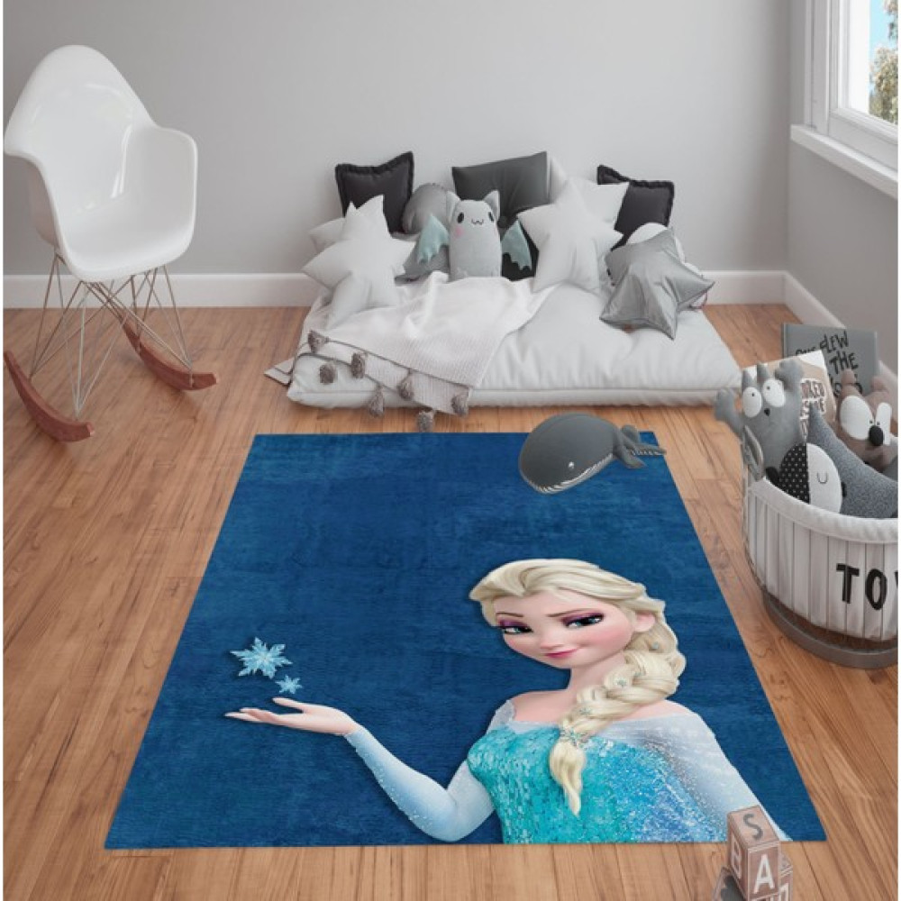 Doruklar Home Collection Kaymaz Tabanlı Yıkanabilir Elsa Desenli Çocuk Halısı Dot Taban Halı - 80 x 150 cm - Renkli Salon Halısı Fiyatı