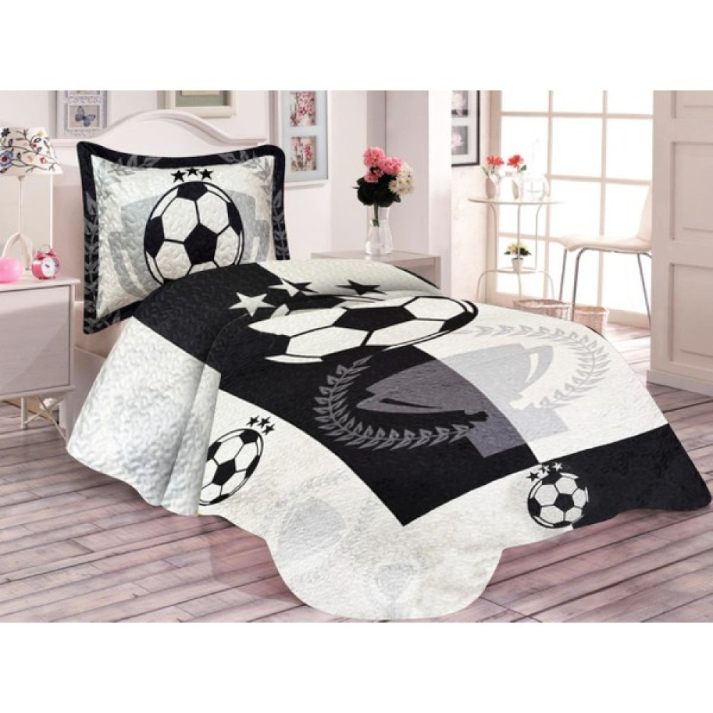 Doruklar Home Collection Pamuk Dolgulu Kadife Kumaş Taraftar Desenli Tek Kişilik Kapitone Yatak Örtüsü Seti - 180 x 240 cm - Renkli Yatak Örtüsü Fiyatı