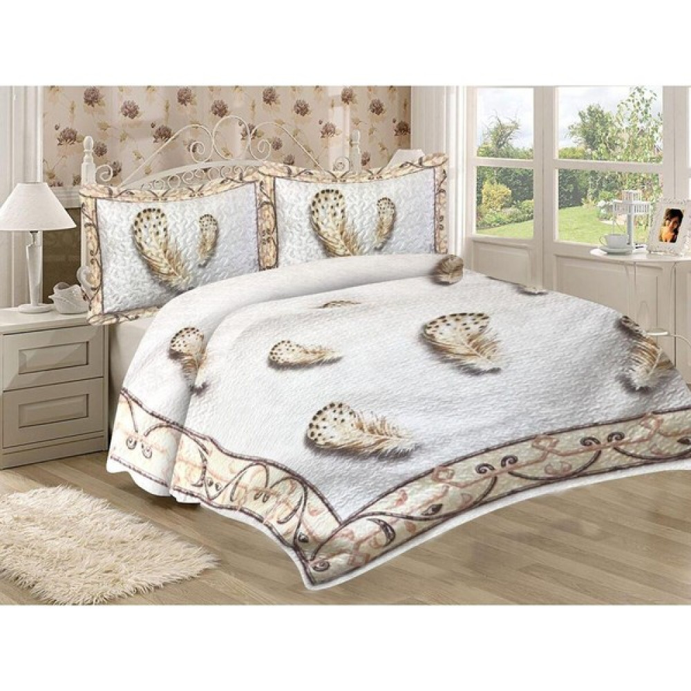 Doruklar Home Collection Pamuk Dolgulu Kadife Kumaş Tüyler Desenli Yatak Odası Çift Kişilik Kapitone Yatak Örtüsü Seti - 240 x 260 cm - Renkli Yatak Örtüsü Fiyatı
