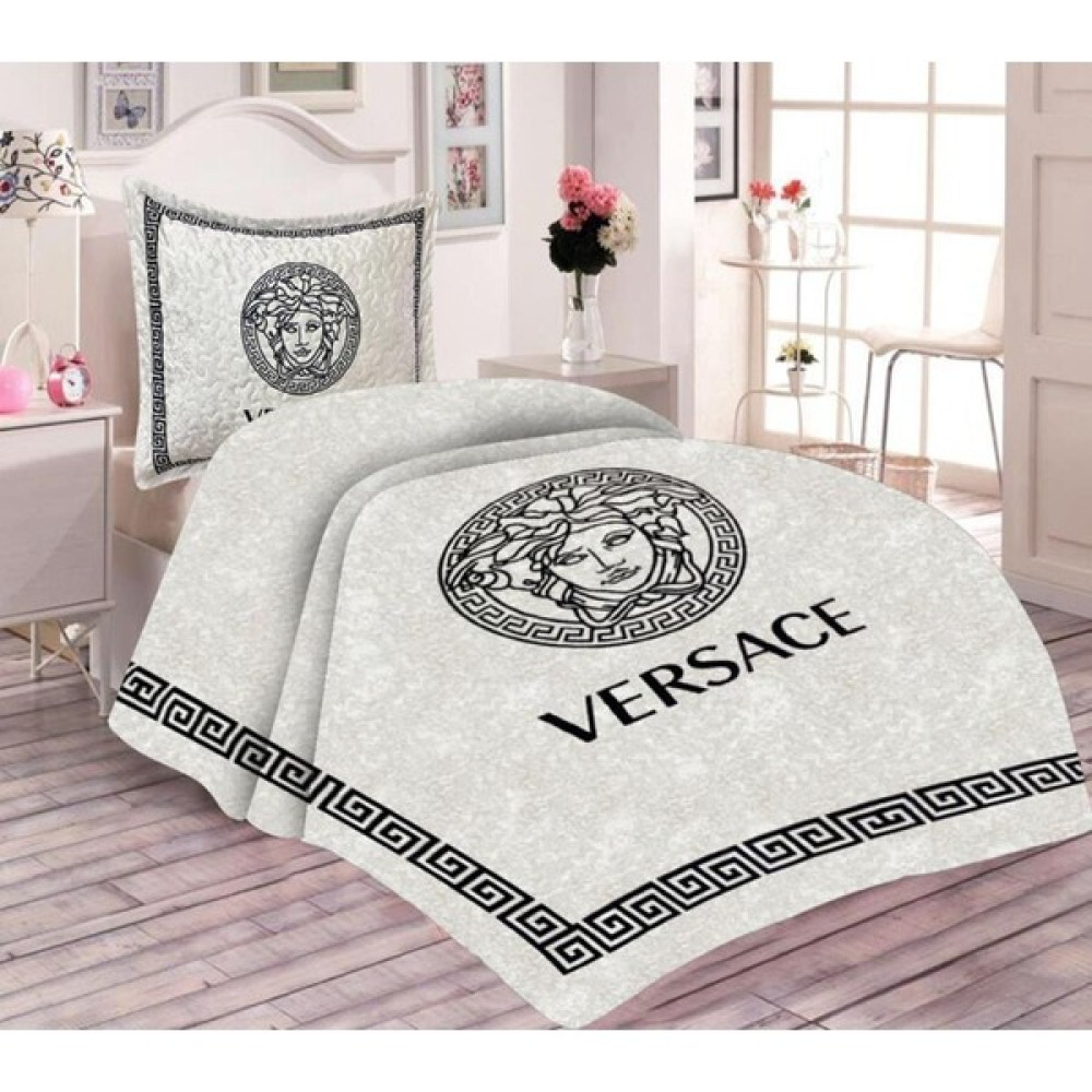 Doruklar Home Collection Pamuk Dolgulu Kadife Kumaşlı Modern Versace Desenli Tek Kişilik Kapitone Yatak Örtüsü - Siyah - Beyaz - 180 x 240 cm Yatak Örtüsü Fiyatı