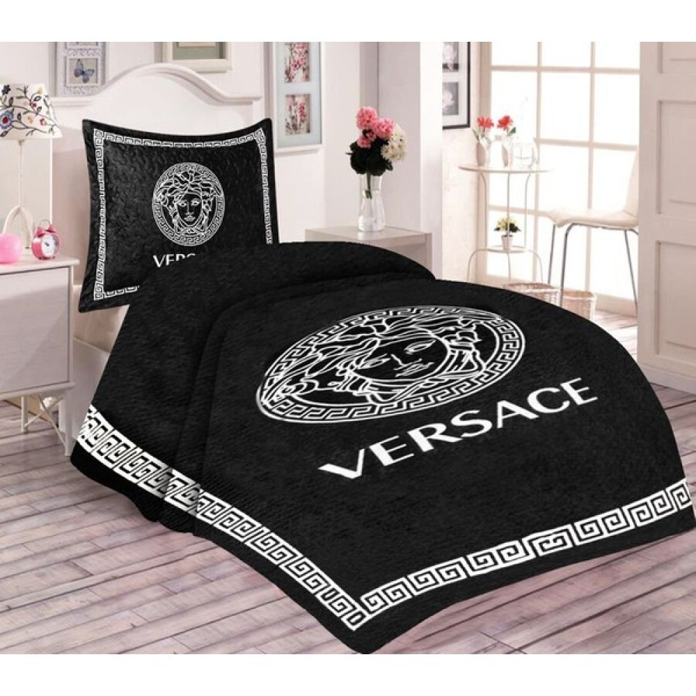 Doruklar Home Collection Pamuk Dolgulu Kadife Kumaşlı Siyah Beyaz Versace Desenli Tek Kişilik Kapitone Yatak Örtüsü - Siyah - Beyaz - 180 x 240 cm Yatak Örtüsü Fiyatı
