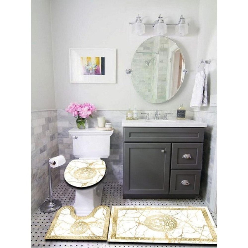 Doruklar Home Collection Yıkanabilir Kaymaz Tabanlı Dekoratif Desenli 3'lü Klozet Takımı Banyo Paspas Seti - Beyaz Klozet Takımı Fiyatı