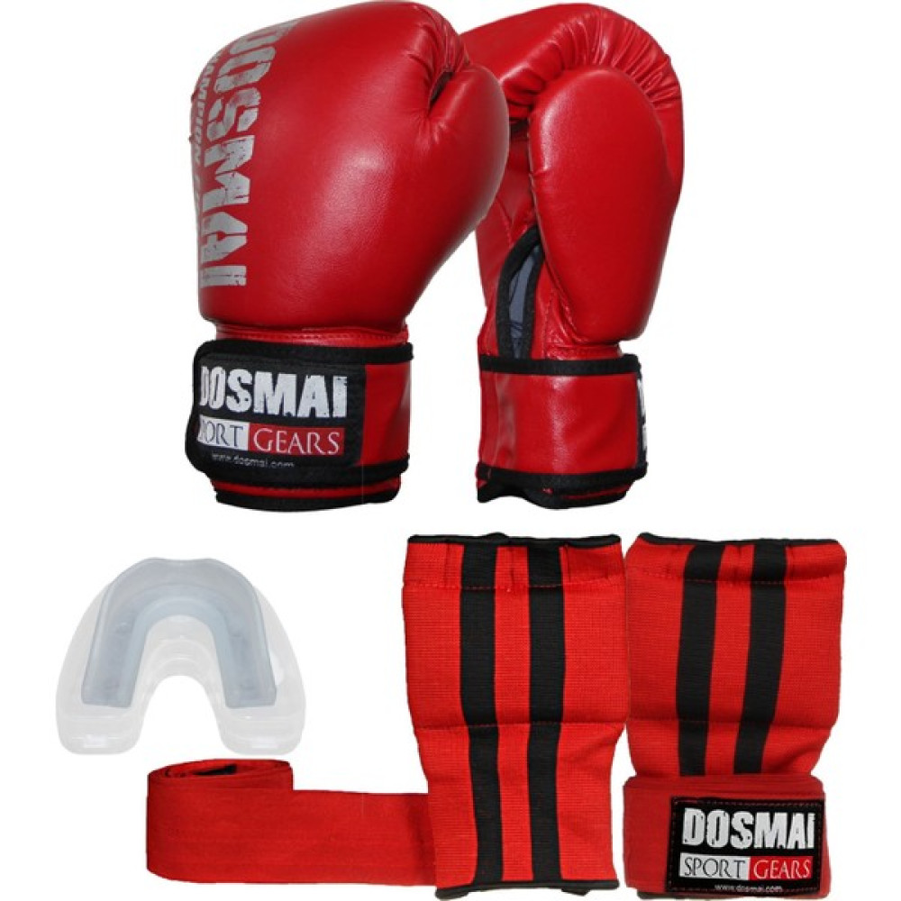Dosmai Boks, Kick Boks, Muay Thai Eldiveni, Bandaj Eldiven ve Dişlik 3'lü Set Dosmai EL340 Kırmızı - 12 Oz Eldiven (Outdoor) Fiyatı