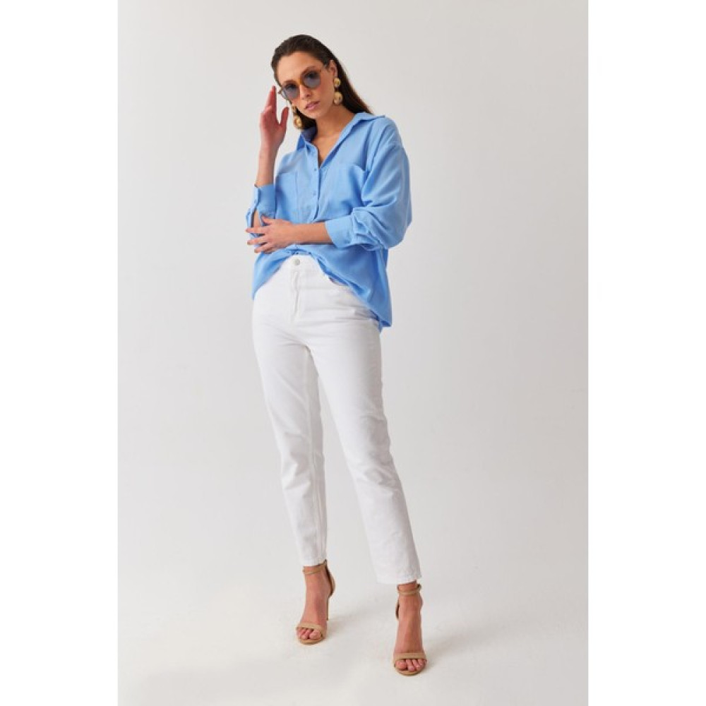 Dosse Butik Kadın Beyaz Renk Yüksek Bel Likralı Denim Kumaş Mom Fit Yüksek Bel Jean Bayan Jeans / Kot Pantolon Fiyatı
