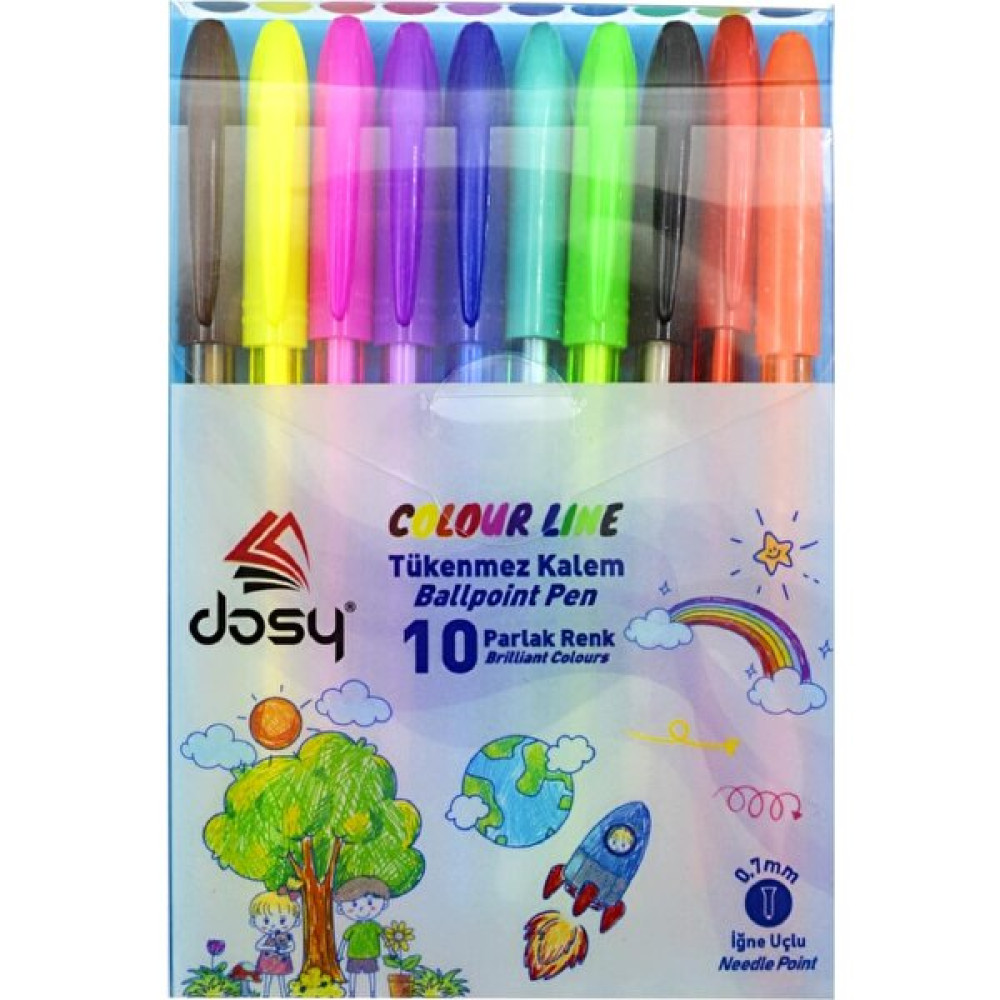 Dosy Colorline Tükenmez Kalem 0 7 mm 10 Lu Set Blisterli Tükenmez Kalem Fiyatı