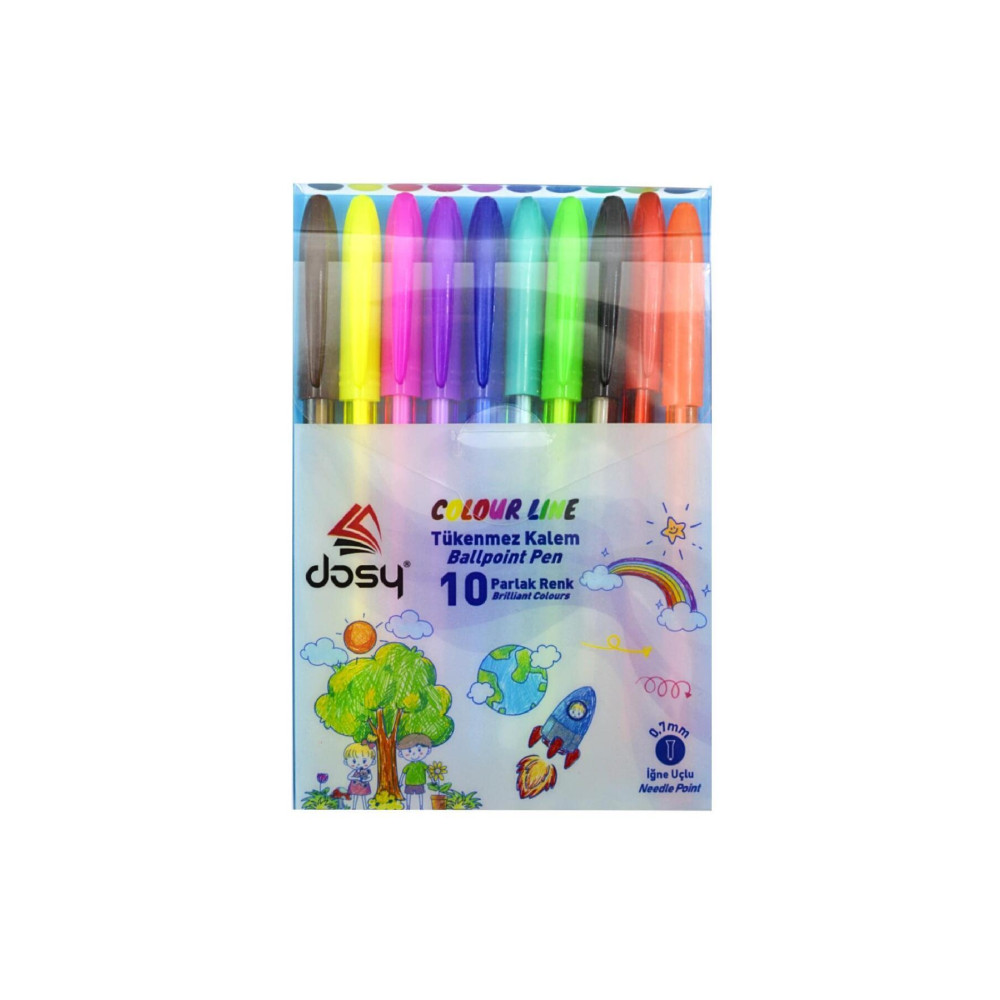 Dosy Colorline Tükenmez Kalem 0.7 Mm 10 Lu Set Blisterli Tükenmez Kalem Fiyatı