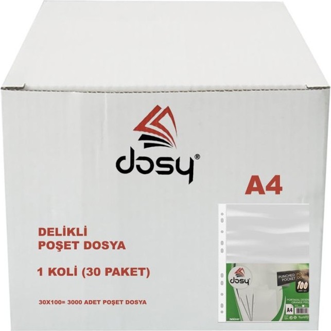 Dosy PP Poşet Dosya A4 1 KOLİ ( 30 PAKET ) Klasör Fiyatı