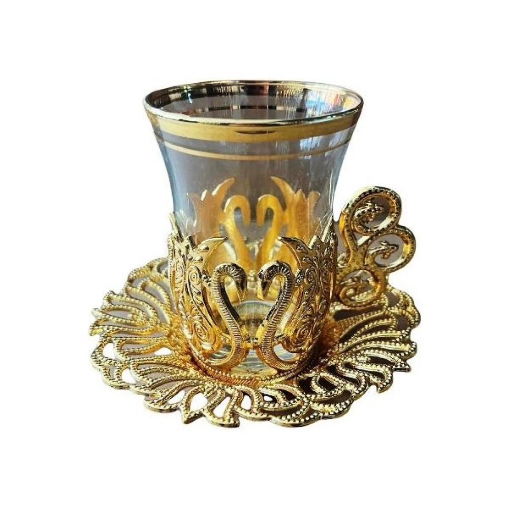 Dotdiri Çay Fincan Takımı 6 Kişilik Fincan Özel Desen Metal Döküm Cay Seti Hediyelik Sarı Renk Fincan / Bardak / Kahve Takımı Fiyatı