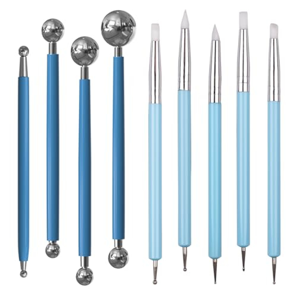 Dotting Tools, Silicone Clay Sculpting Tool, Ceramic Clay Ball Stylus Dot Painting Tools, Pottery Embossing Tool for Rock, Nail, Blending, Drawing, Modeling