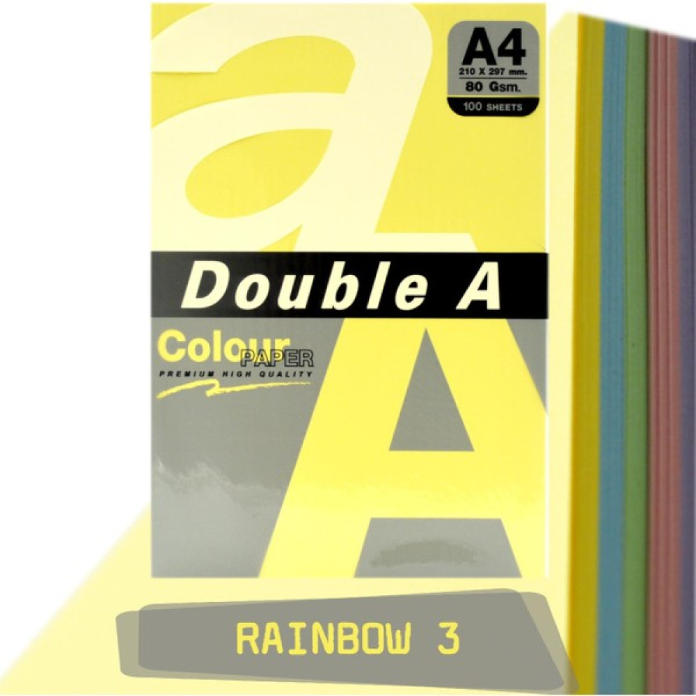 Double A Renkli Fotokopi Kağıdı 100'lü A4 80 gr Rainbow 3 Fotokopi Kağıdı Fiyatı