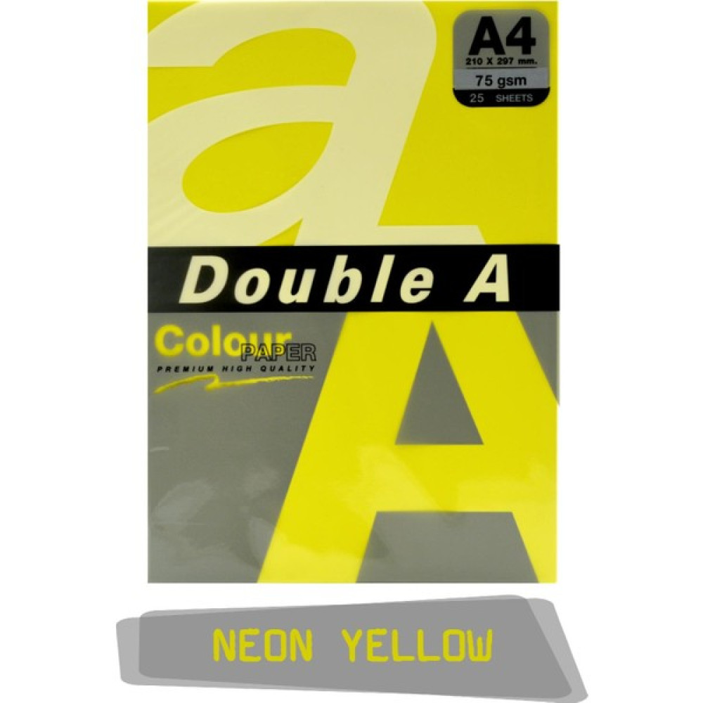 Double A Renkli Fotokopi Kağıdı 25 Li A4 75 gr Neon Yellow Fotokopi Kağıdı Fiyatı