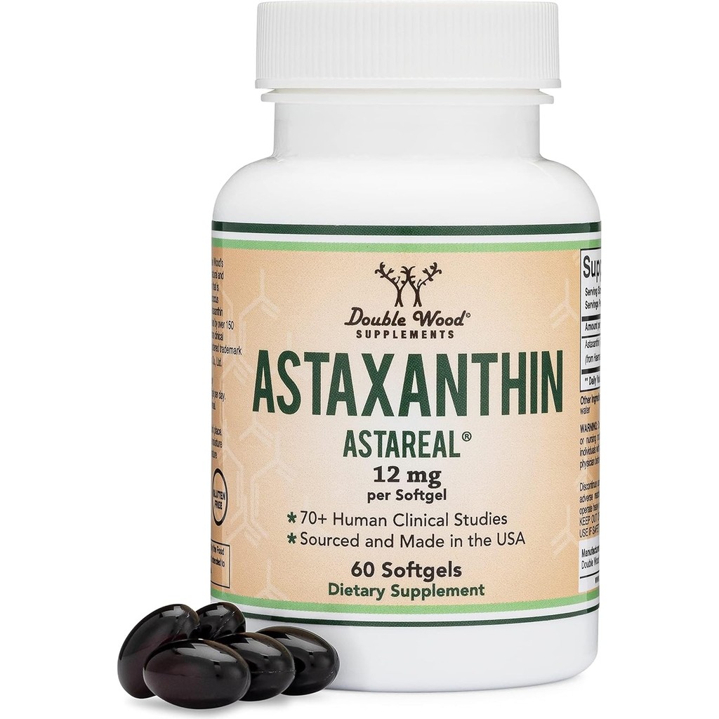 Double Wood Astaxanthin 12MG Max Strength Antioksidan Eye Skin Health 60 Softgels Diğer Fiyatı
