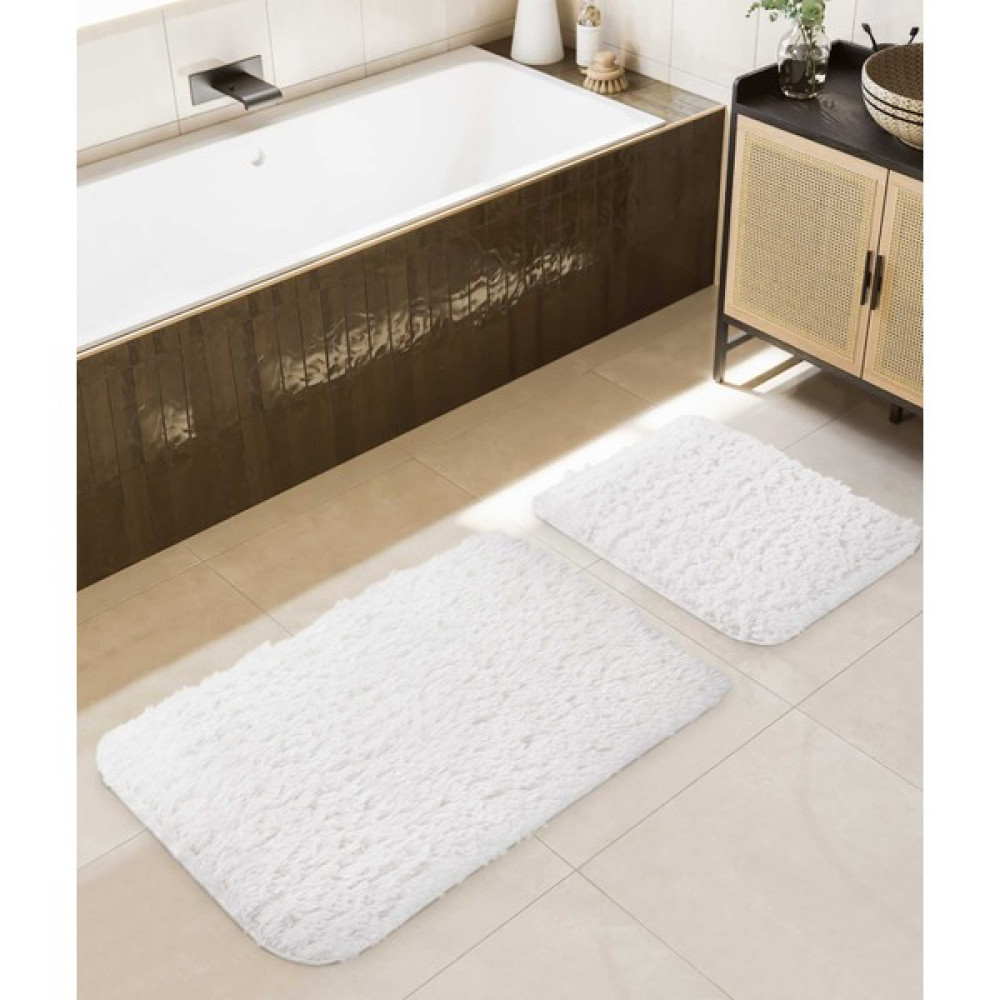 Douro Shaggy 2li Banyo Paspası Beyaz Kaydırmaz Taban 60 x 100 - 50 x 60 Klozet Takımı Fiyatı
