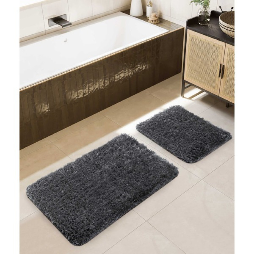 Douro Shaggy 2li Banyo Paspası Füme Kaydırmaz Taban 60 x 100 - 50 x 60 Klozet Takımı Fiyatı
