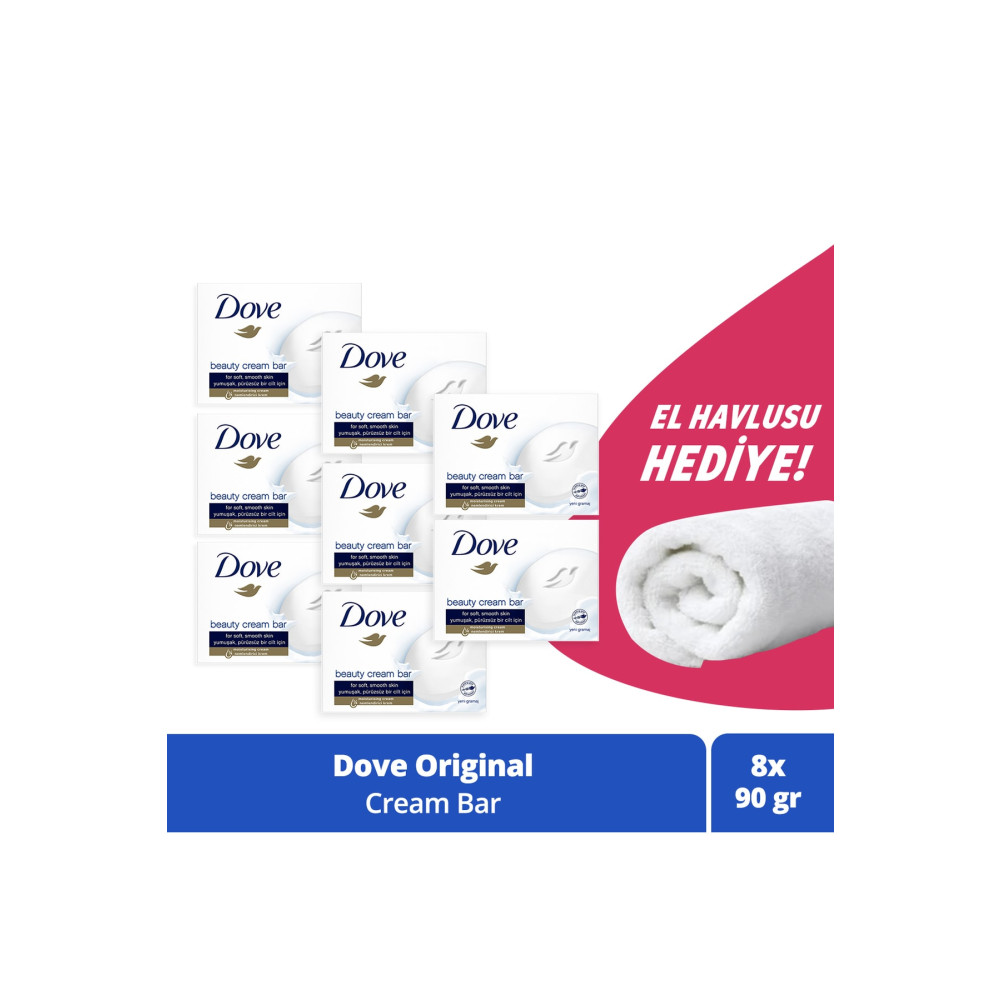 Dove Beauty Cream Bar Katı Güzellik Sabunu Original Nemledirici Etkili 90 G X8 + El Havlusu Hediye Vücut Bakımı Fiyatı
