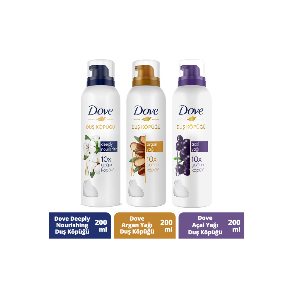 Dove Duş Köpüğü Argan Yağı 200 ml Açai Yağı 200ml Depply Nourishing 200 ml Duş Jelleri ve Banyo Köpükleri Fiyatı