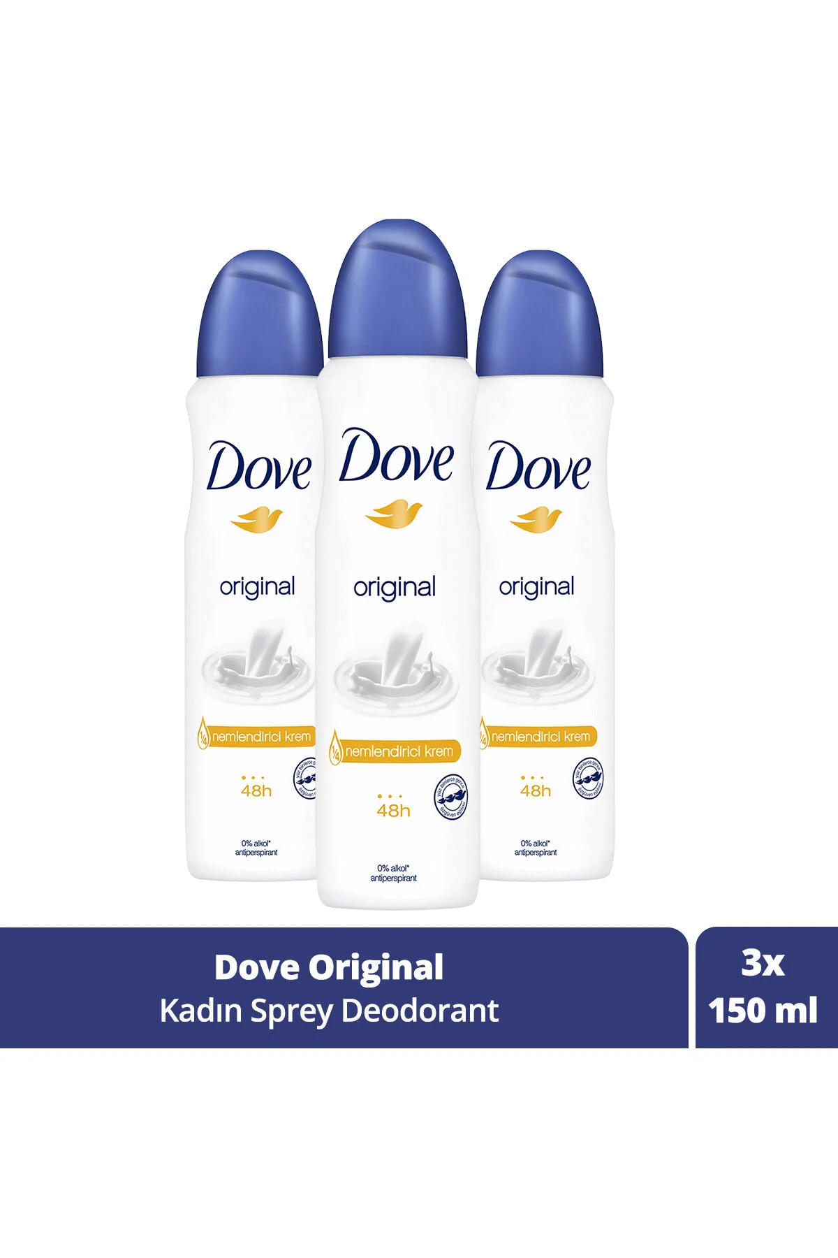Dove Kadın Sprey Deodorant Original 1/4 Nemlendirici Krem Etkili 150 ml X3 Adet" Deodorantlar Fiyatı