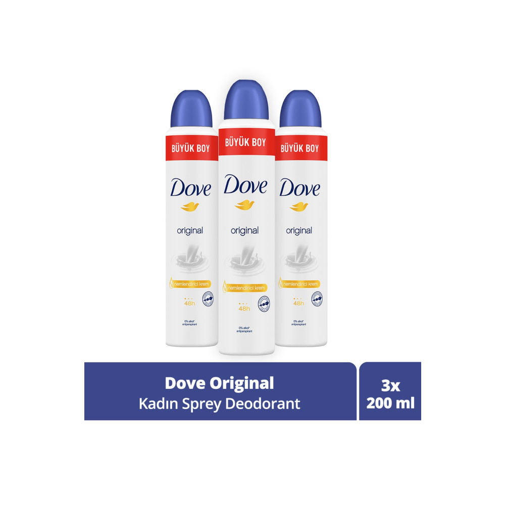 Dove Kadın Sprey Deodorant Original 1/4 Nemlendirici Krem Etkili Büyük Boy 200 Ml X3 Adet Deodorantlar Fiyatı