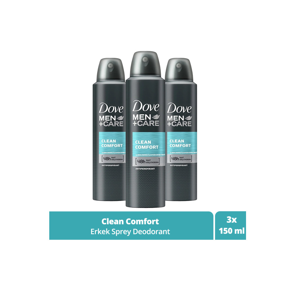 Dove Men + Care Anti-perspirant Sprey Deodorant Erkek Clean Comfort 48 Saat Güçlü Koruma 150 Ml X3 Deodorantlar Fiyatı