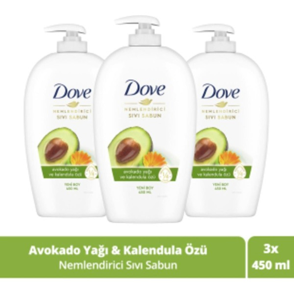 Dove Nemlendirici Sıvı Sabun Avokado Yağı Ve Kalendula Özü 450 Ml X3 Adet El Bakımı Fiyatı