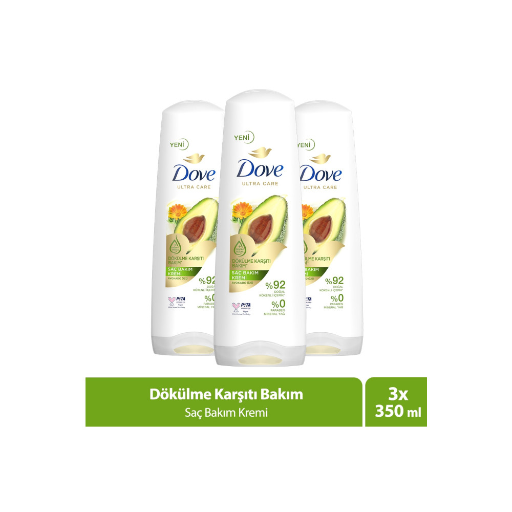 Dove Ultra Care Saç Bakım Kremi Dökülme Karşıtı Bakım Avokado Özü 350 ml x 3 Şampuan ve Saç Kremi Fiyatı