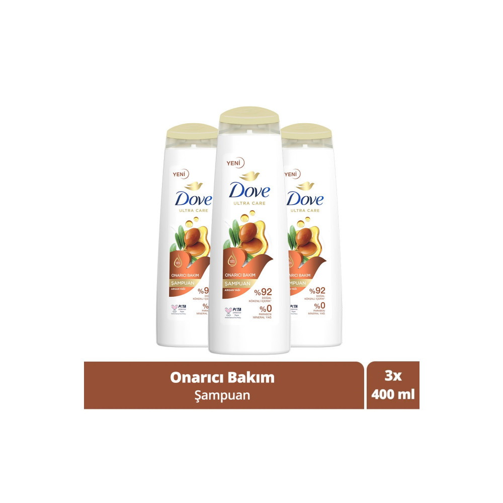 Dove Ultra Care Saç Bakım Şampuanı Onarıcı Bakım Argan Yağı 400 ml X3 Adet Şampuan ve Saç Kremi Fiyatı
