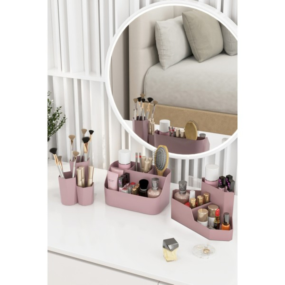 Dovi Home Life Makyaj Düzenleyici ve Kozmetik Saklama Kutusu Organizer 3'lü Set Gül Kurusu Makyaj Fırça ve Aksesuarları Fiyatı
