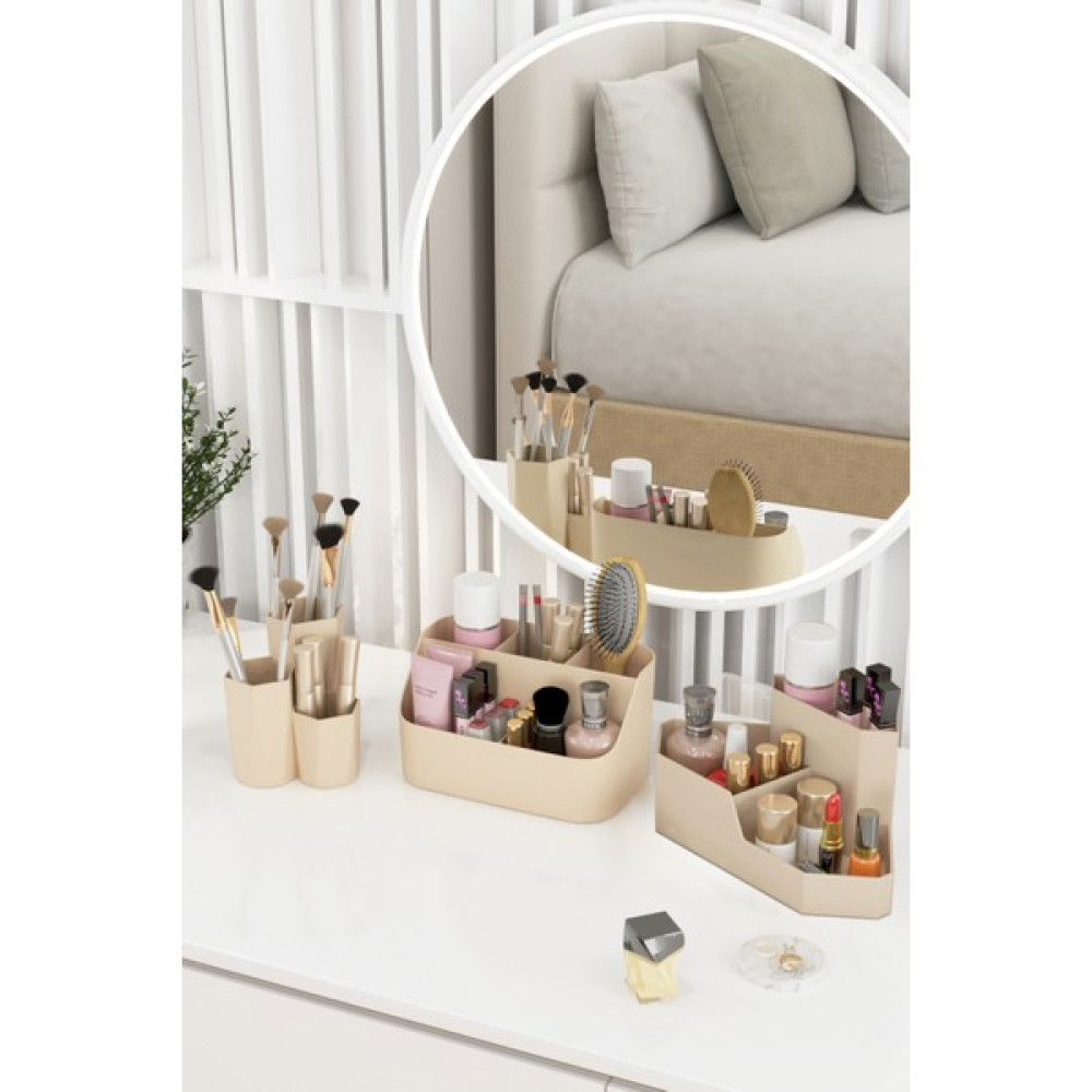 Dovi Home Life Makyaj Düzenleyici ve Kozmetik Saklama Kutusu Organizer 3'lü Set Krem Makyaj Fırça ve Aksesuarları Fiyatı